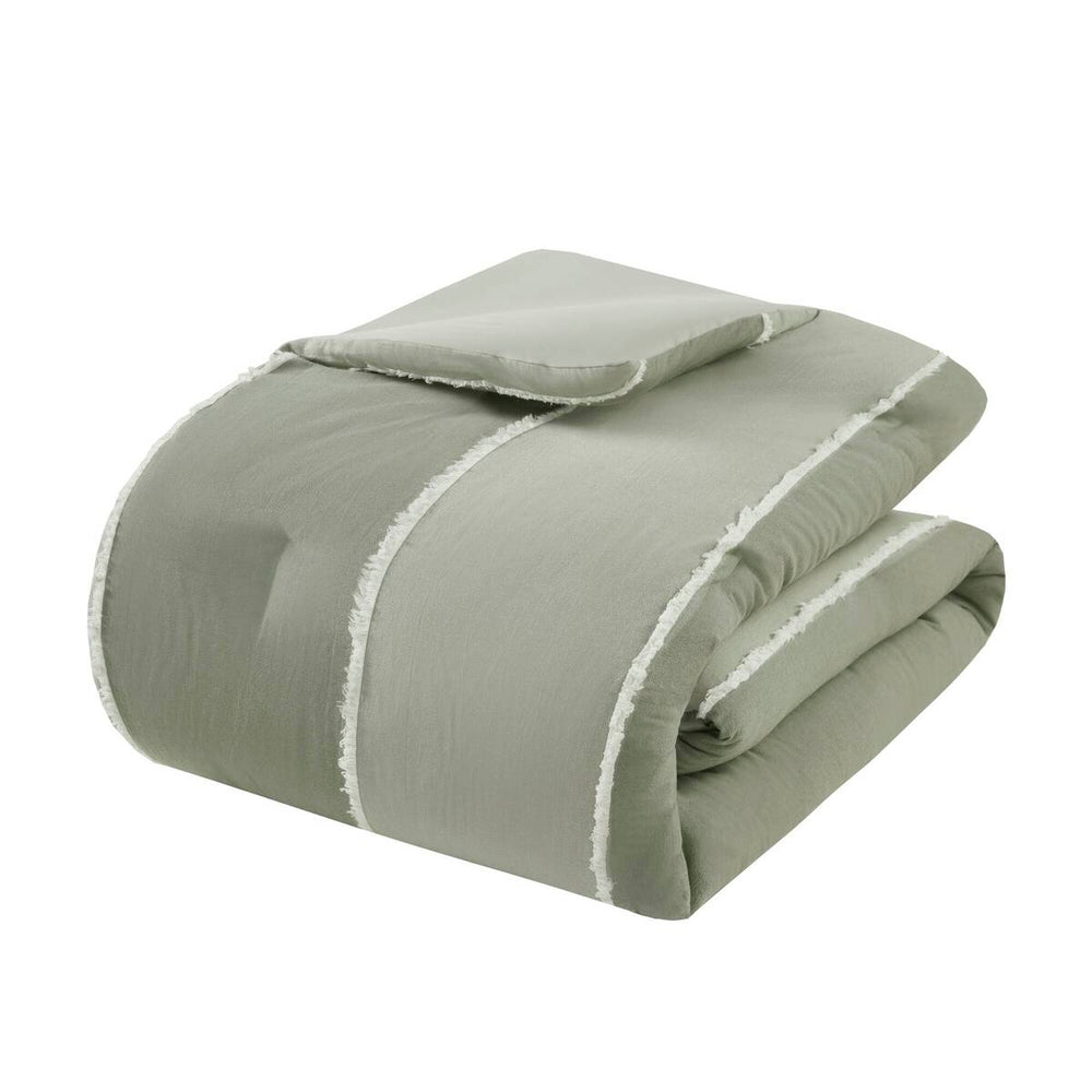 English Elm 3 Striped Cotton Comforter Set Full/Queen with Clip Jacquard Trim, Hypoallergenic OEKO-TEX Certified Bedding Sage 22.83 L x 22.05 W x 9.84 H B035P268141