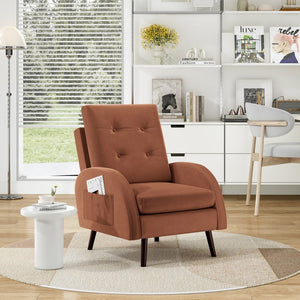 English Elm Upholstered Velvet Reclining Accent Chair with Ottoman Tufted Lounge Seating T3623P411360