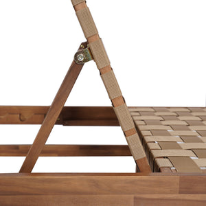 English Elm Christopher Knight Home® - Outdoor Rope Chaise Lounge with Acacia Wood Frame and Adjustable 4-Position Recline for Patio Comfort Light Brown,Mocha 84.84 L x 29.13 W x 5.78 H N776P288556B