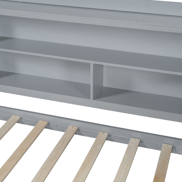 English Elm Full Size Wooden Daybed With 3 Storage Drawers, Built-In Desk & Usb Ports – Gray, Space-Saving Design N820S00018E