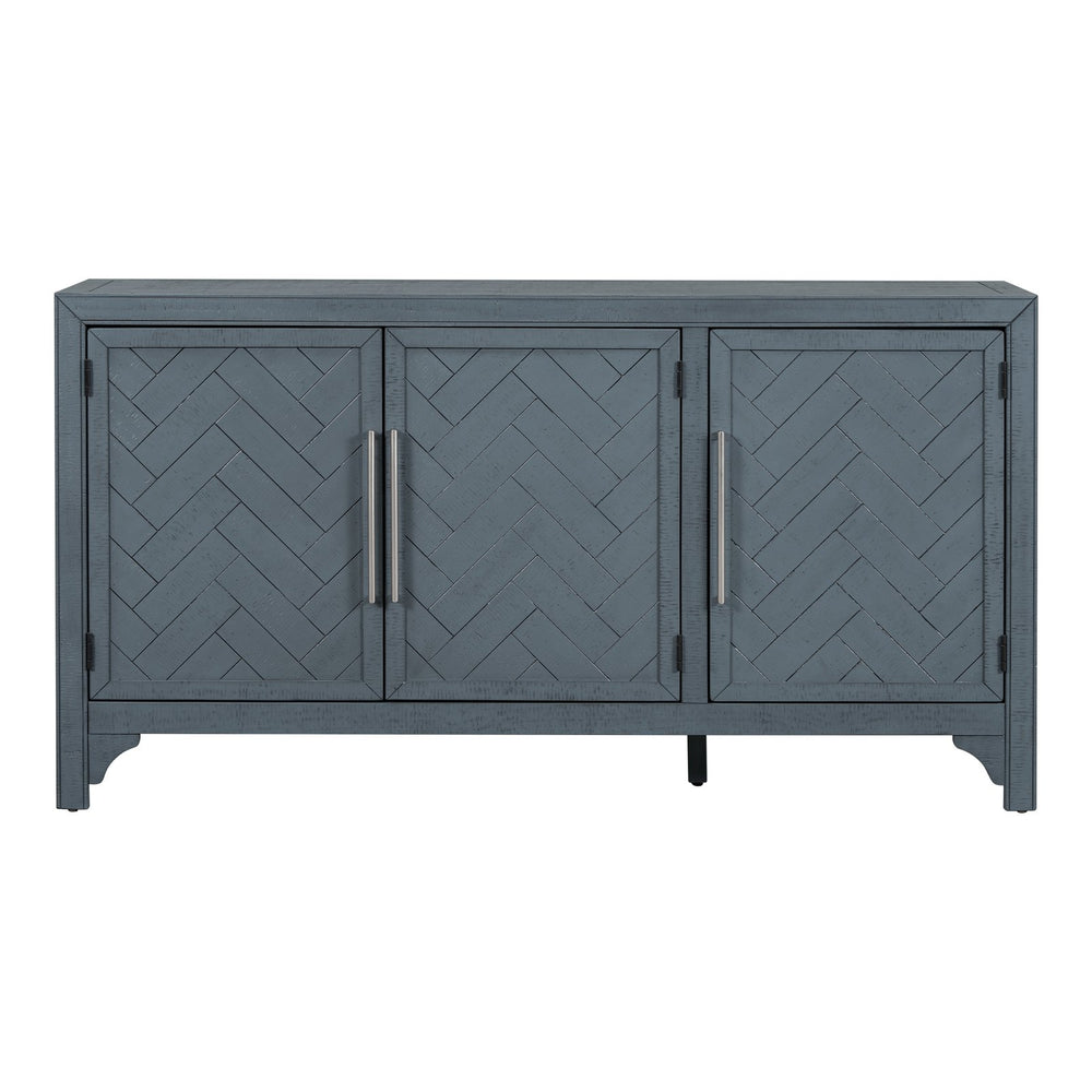 English Elm U_Style Versatile Storage Cabinet Sideboard with Solid Pine Legs, Adjustable Shelves, 275 lb Top Capacity Navy Blue WF531505AAV
