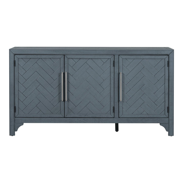 English Elm U_Style Versatile Storage Cabinet Sideboard with Solid Pine Legs, Adjustable Shelves, 275 lb Top Capacity Navy Blue WF531505AAV
