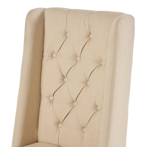 English Elm Dining Chair Set of Two Wingback Button Tufted High Back Birch Leg Upholstered 61539.00BGE