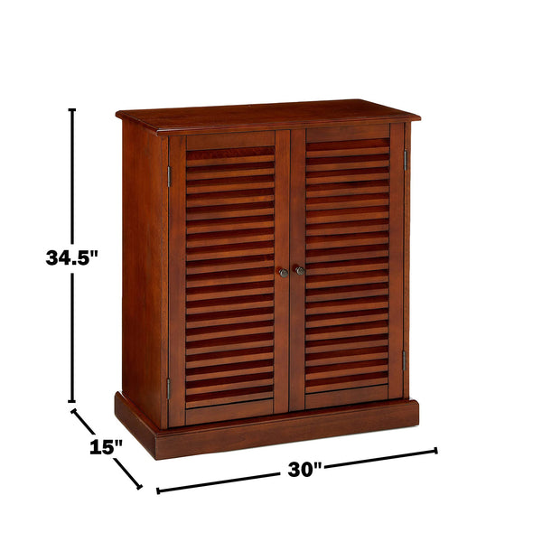 English Elm Shoe Cabinet with 5 Shelves and Louvered Doors for Fresh Airflow, Compact Durable Wooden Storage Unit Oak B016P356006