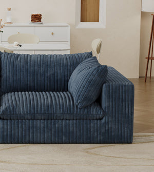 English Elm Cloud Sofa - Luxurious Corduroy Deep Seat Couch With Removable Cushions, No Assembly, Diy Design, Blue W2824P324529