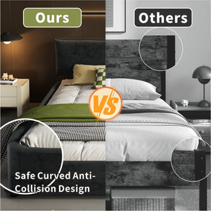 English Elm King Size Chenille Upholstered Cloud Bed Frame With Movable Padded Headboard, Dark Grey Elegance W1885S00240