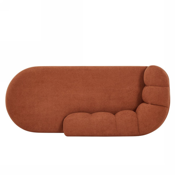 English Elm 80" Curved Sofa Scalloped Bubble Back Polyester Upholstered Modern Living Room Seating Dark Orange N771P397555C