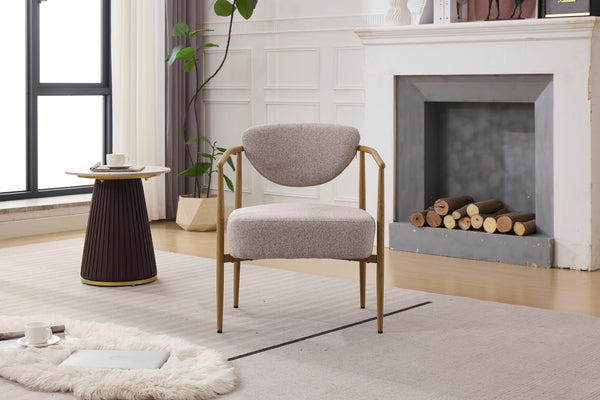 English Elm Beige Woven Fabric Dining Chair with 10cm Foam Seat, Breathable Durable Upholstery, Iron Frame Finish W3149P375463