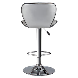 English Elm Adjustable Silver Barstool Set of 2 with Swivel, Triangle Tufted Faux Leather, Chrome Base, Height Adjustable B089P390146