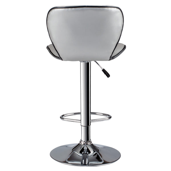 English Elm Adjustable Silver Barstool Set of 2 with Swivel, Triangle Tufted Faux Leather, Chrome Base, Height Adjustable B089P390146