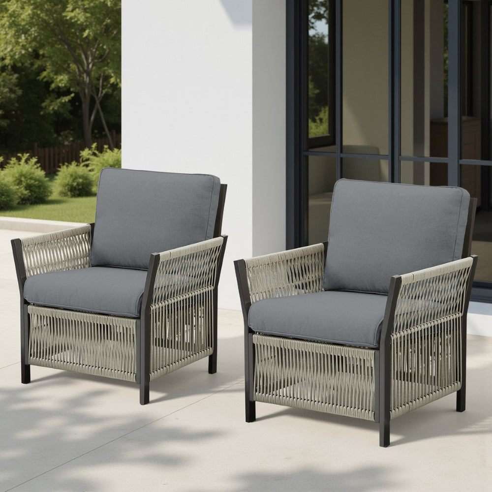 English Elm 73.2" Outdoor Handwoven Rattan 3 Seat Sofa with Olefin Cushions for Porch or Patio T3773P419403