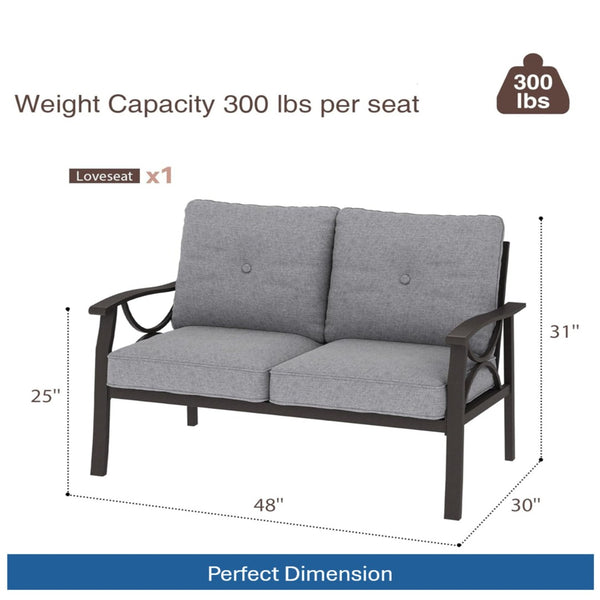 English Elm 5-piece Outdoor Steel Conversation Set with Thick Foam Cushions for Patio or Deck Gray B082S00127