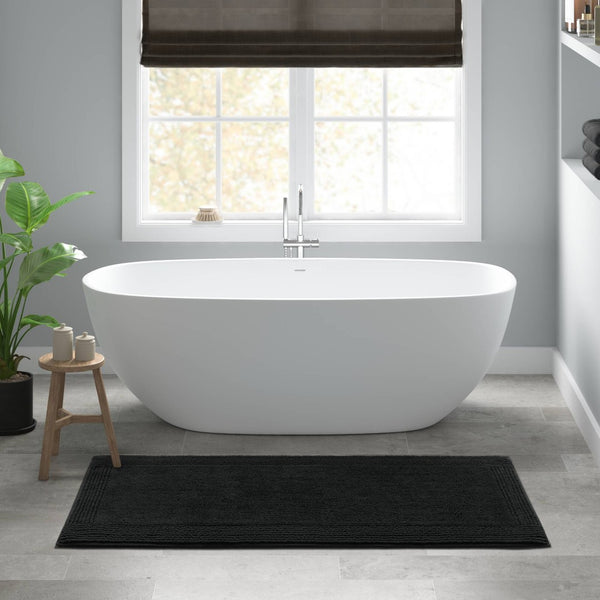 English Elm 1 Heavyweight Cotton Tufted Bath Rug Reversible Spa Grade Absorbent Floor Mat Black B035P319569
