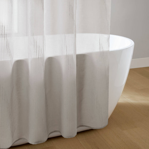 JLA Home Madison Park - Sheer Grey Striped Shower Curtain Panel — Lightweight Semi-Transparent Texture, Modern Bathroom Drapery MP70-3467