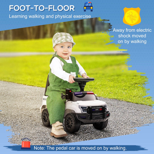 English Elm Aosom Kids Police Truck Ride on with Pa Speaker System and Under Seat Storage W2225P217707