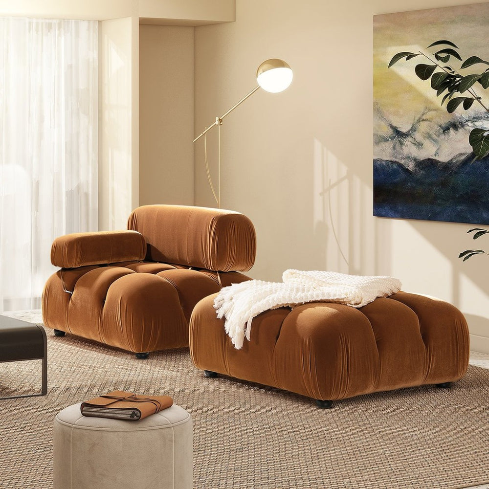 English Elm Marcel Bubble Cocktail Ottoman Plush Velvet Seating for Modern Living Rooms B2719P280170
