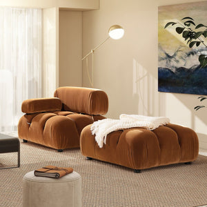 English Elm Marcel Bubble Cocktail Ottoman Plush Velvet Seating for Modern Living Rooms B2719P280170