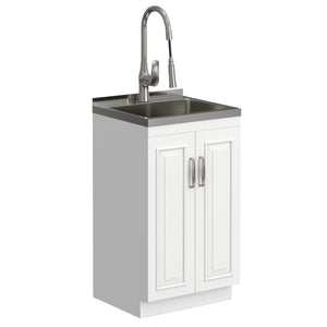 English Elm Darwin Stainless Steel Utility Sink with Shaker Cabinet for Laundry and Garage B136P427213