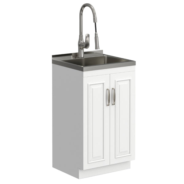 English Elm Darwin Stainless Steel Utility Sink with Shaker Cabinet for Laundry and Garage B136P427213