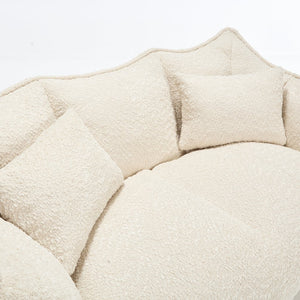 English Elm Soft Plush Foam Beanbag Chair for Two People, Square Recliner Sofa With Superfiber Comfort Embrace Beige W1996P252271