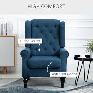 English Elm HOMCOM Button-Tufted Wingback Accent Chair with Deep Diamond Tufting, Thick Padded Seat & Eucalyptus Legs W2225P173916