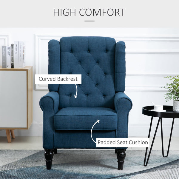 English Elm HOMCOM Button-Tufted Wingback Accent Chair with Deep Diamond Tufting, Thick Padded Seat & Eucalyptus Legs W2225P173916