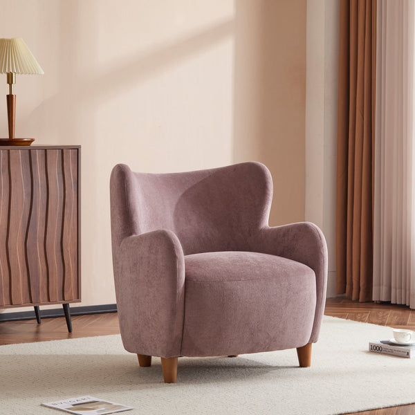 English Elm Christopher Knight Home® - Lucia Velvet Wingback Armchair with Pocket Spring Cushion, Mid-Century Birch Legs, Luxe Comfort Light Purple 31.5 L x 30.75 W x 30.5 H N776P205426P