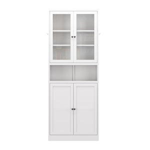 English Elm Metal Kitchen Pantry Cabinet - 72" Tall Heavy-Duty Storage With Adjustable Shelves & Stylish Design W2735P351635