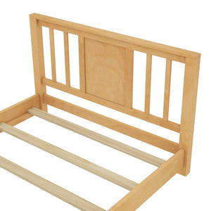 English Elm Twin Low Profile Floor Bed with Guardrails Pine Wood Frame Minimalist Bedroom Natural W1580P438799