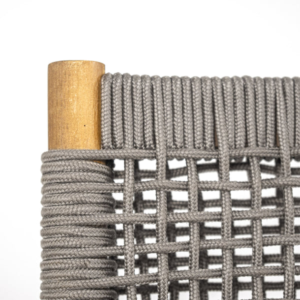 English Elm Christopher Knight Home® - Outdoor Acacia Wood Dining Armchair with Rope Weave Back, Water-Resistant Cushion, Durable 400lb Grey,Teak+ Beige N773P210139G