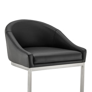 English Elm Zevrin Cantilever Bar Stool with Faux Leather Upholstery, Durable 400lb Capacity, Sleek Modern Design Black B2736P354320