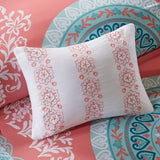 Intelligent Design Loretta Global Inspired Boho Comforter Set with Bed Sheets ID10-1219 Coral