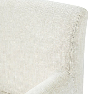 English Elm Modern Upholstered Arm Dining Chair Set Rubberwood Legs Foam Padded High Back Beige+Brown N768P396376D