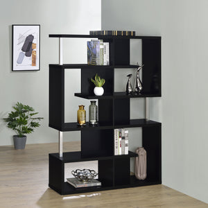 English Elm Copper Modern 5-Shelf Bookshelf in Sleek Black Finish — 63.25" Tall Storage Display Unit for Home Decor B062P331098