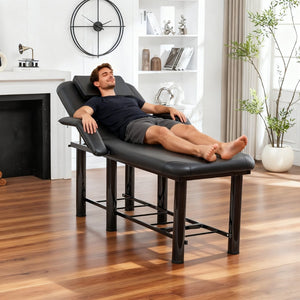 English Elm Professional Spa Treatment Bed with Pu Leather Cushion Steel Frame and Storage Shelf W1422P365689