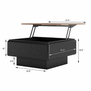 English Elm 31 Inch Lift Top Square Coffee Table Hammered Panels Hidden Storage Mid Century W2263P412388