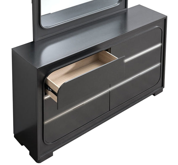English Elm Milan Modern White Dresser with Integrated Led Lighting and Full Extension Drawers Wenge B078P497941