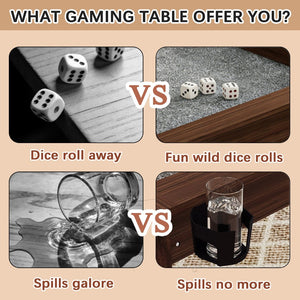English Elm 63" Convertible Board Game Dining Table Solid Pine Legs Leatherette Mat Seats Six W1120P338188