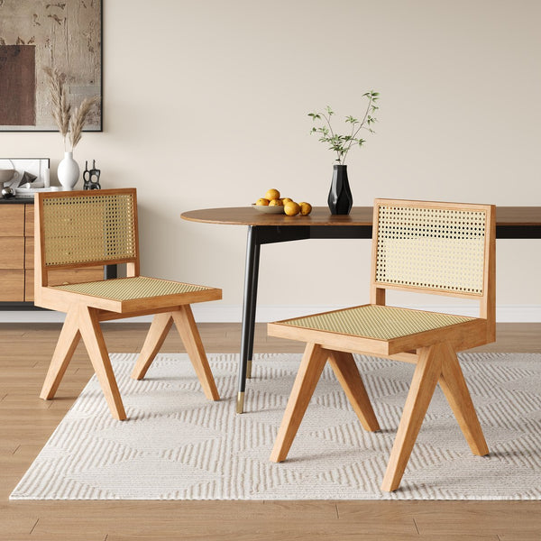 English Elm Christopher Knight Home® - Chandigarh Dining Room Chairs Set Of 2 – Stylish Rattan & Rubberwood Side Chairs For Any Space N768P241397N