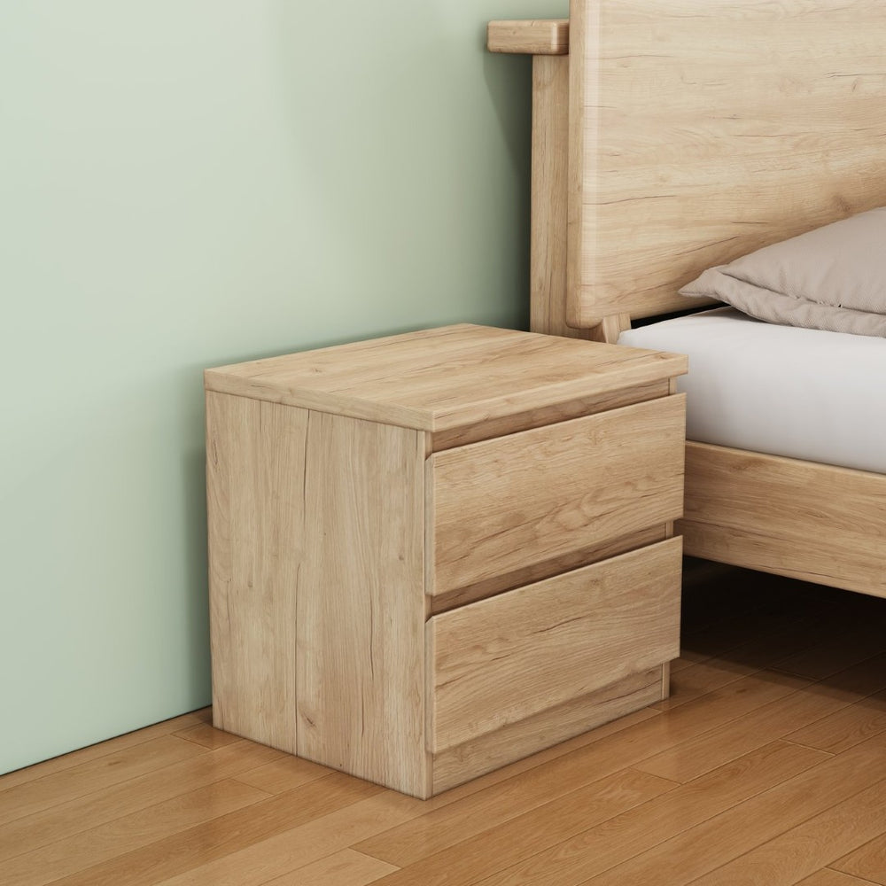 English Elm 19.7-inch Matte Finish Nightstand with Touch Release Drawers for Minimalist Bedrooms Natural W3151P407886