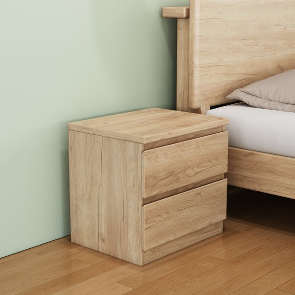 English Elm 19.7-inch Matte Finish Nightstand with Touch Release Drawers for Minimalist Bedrooms Natural W3151P407886