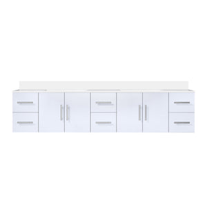 English Elm Glossy 84" Double Bath Vanity with White Quartz Top, Solid Wood Frame, Soft-Close Drawers & Ample Storage B2731P258764