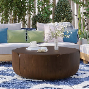 English Elm 35.43" Square Mgo Cement Coffee Table Weatherproof Indoor Outdoor Low Profile Modern Brown W757P387416