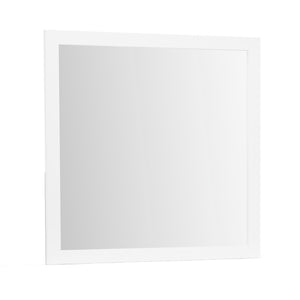 English Elm OMODA White Mirror with Solid Wood & MDF Frame, Sleek White Finish, Modern Acrylic Hardware, Contemporary Elegance B201P226205