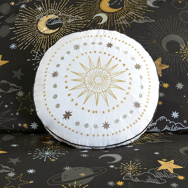 JLA Home Mi Zone Kids - Starry metallic star-and-moon comforter set with embroidered throw pillow, antimicrobial protection and cozy lightweight fill for girl's bedroom ambiance Charcoal/Gold MZK10-271