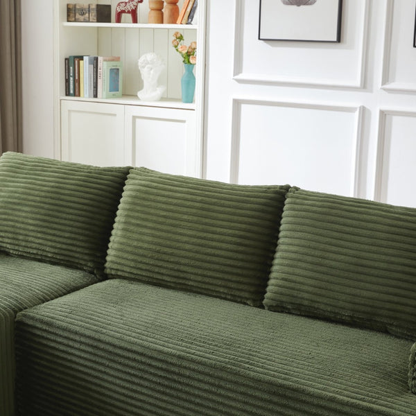 English Elm L-shaped Cloud Sectional Corduroy Sofa Deep Seat Modular Design for Any Living Space W2339P424645