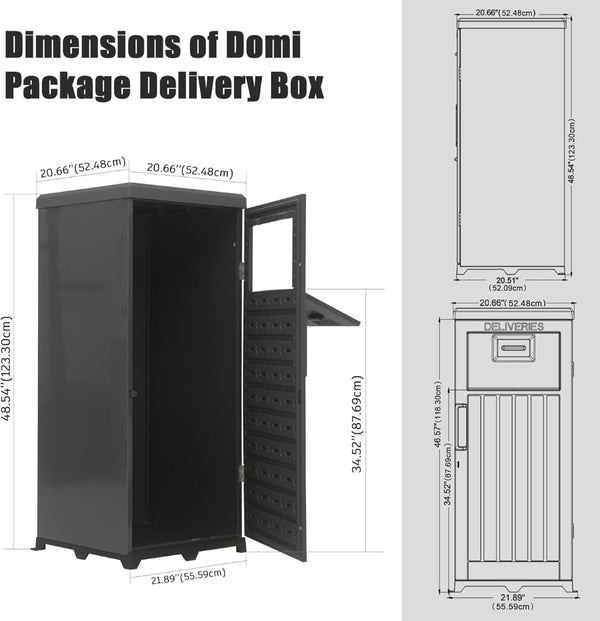 English Elm Package Delivery Drop Box Outdoor Lockable Resin Parcel Storage Anti-theft Porch Cabinet W1859P339203