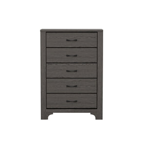 English Elm Wallace & Bay - Stone Brown 5-Drawer Dresser with Grey-Brown Laminate Finish, Stylish Storage, Durable Care-Friendly Design B361P384482