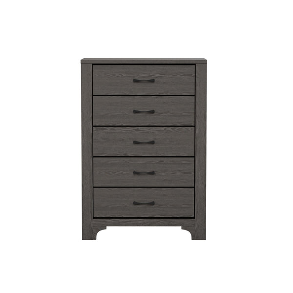 English Elm Wallace & Bay - Stone Brown 5-Drawer Dresser with Grey-Brown Laminate Finish, Stylish Storage, Durable Care-Friendly Design B361P384482