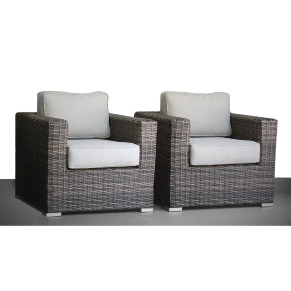 English Elm Comfort-Ready 2-Piece Outdoor Club Chair Set with Water-Resistant Cushions, Rustproof Wicker Frame B120S00024